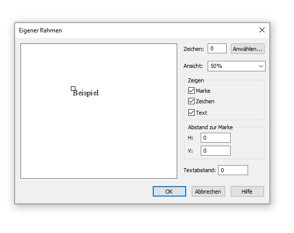 Dialogbox Eigener Rahmen