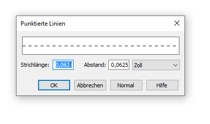 Dialogbox Punktierte Linien
