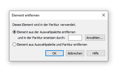 Dialogbox Element entfernen
