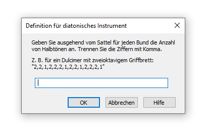 Dialogbox Definition für diatonisches Instrument