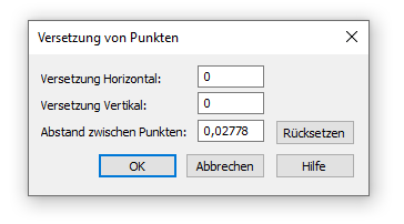 Dialogbox Versetzung von Punkten