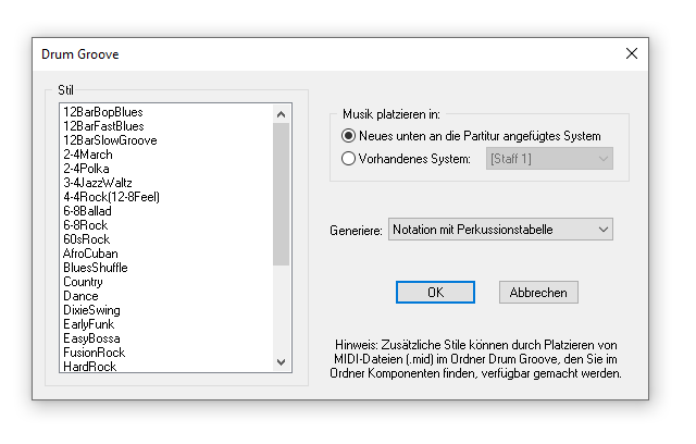Dialogbox Drum Groove