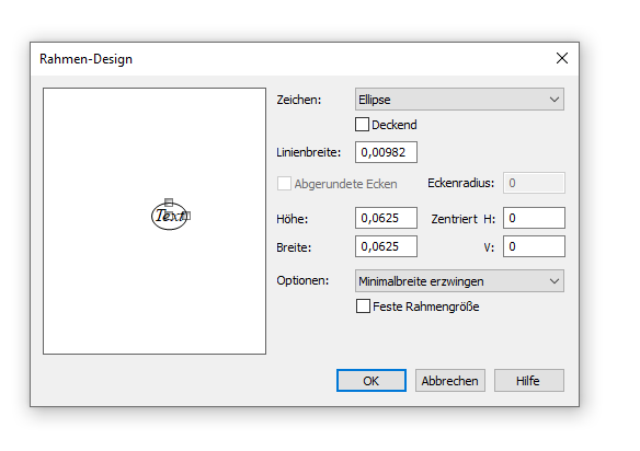 Dialogbox Rahmen-Design
