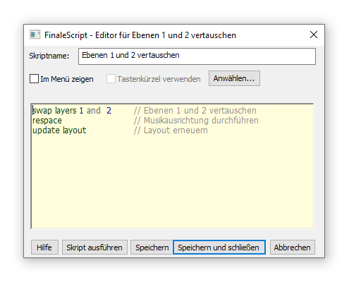 Dialogbox FinaleScript-Editor