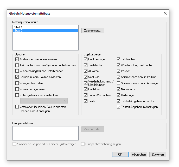 Dialogbox Globale Notensystemattribute