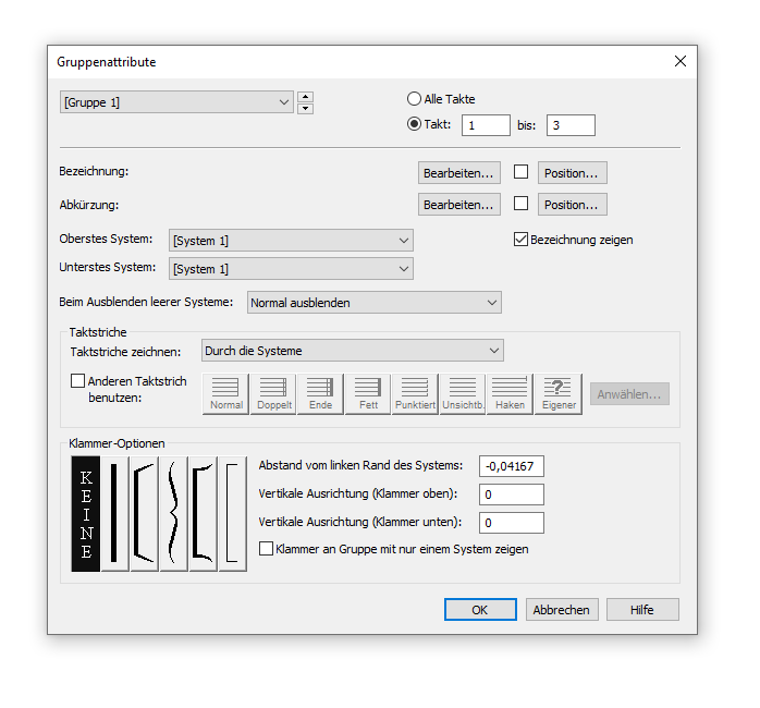 Dialogbox Gruppenattribute