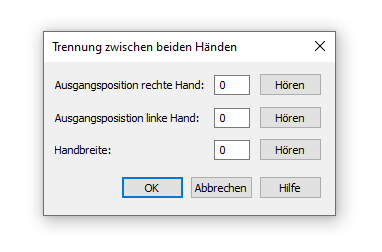 Dialogbox Trennung zwischen beiden Händen