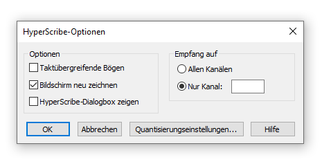 Dialogbox HyperScribe-Optionen 