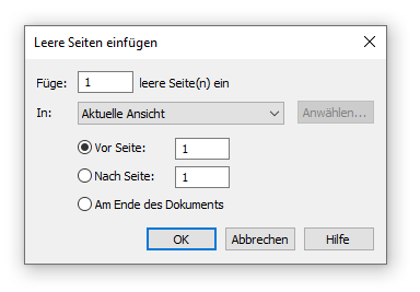 Dialogbox Leere Seiten einfügen