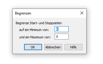 Dialogbox Begrenzen – Durchlaufende Daten