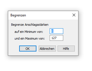 Dialogbox Begrenzen – Anschlagsstärken