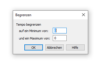 Dialogbox Begrenzen – Tempo