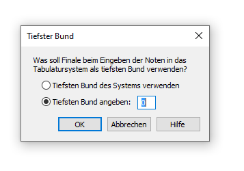 Dialogbox Tiefster Bund
