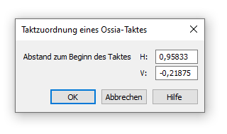 Dialogbox Taktzuordnung eines Ossia-Taktes