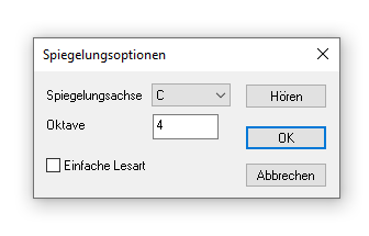 Dialogbox Spiegelungsoptionen