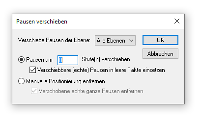 Dialogbox Pausen verschieben