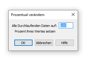 Dialogbox Prozentual verändern – Durchlaufende Daten