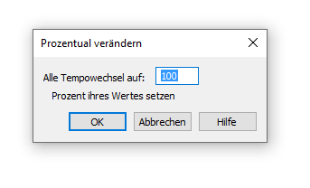 Dialogbox Prozentual verändern – Tempo