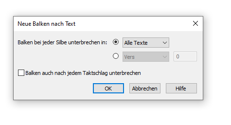 Dialogbox Neue Balken nach Text