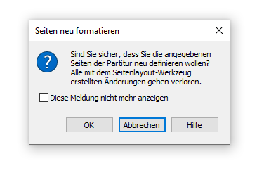 Dialogbox Seiten neu formatieren
