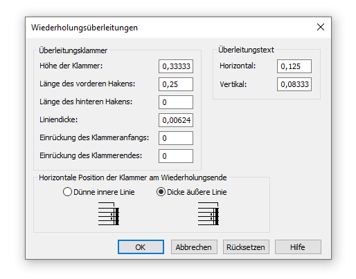 Dialogbox Wiederholungsüberleitungen