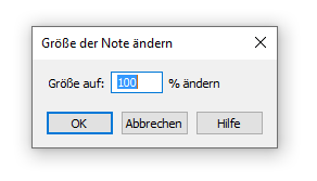 Dialogbox Größe der Note ändern