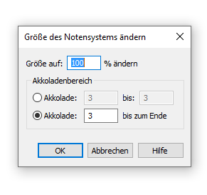 Dialogbox Größe des Notensystems ändern