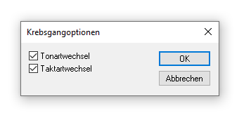 Dialogbox Krebsgangoptionen