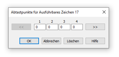 Dialogbox Abtastpunkte für Ausführbares Zeichen