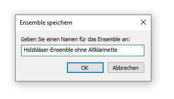 Dialogbox Ensemble speichern