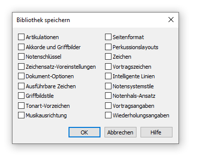 Dialogbox Bibliothek speichern