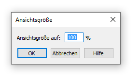 Dialogbox Ansichtsgröße