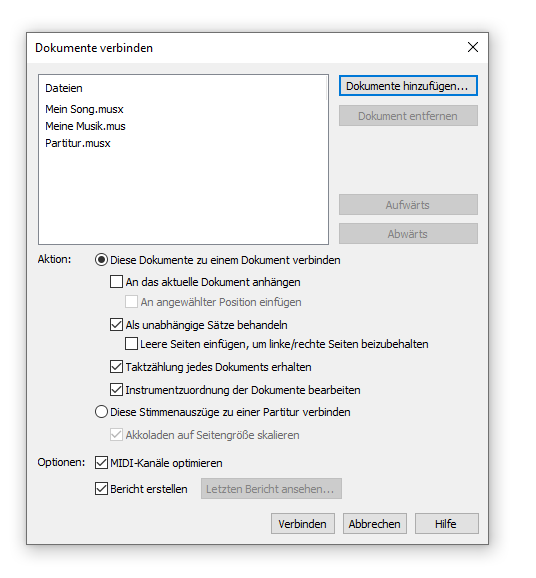 Dialogbox Dokumente verbinden