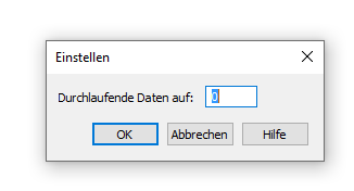 Dialogbox Einstellen – Durchlaufende Daten