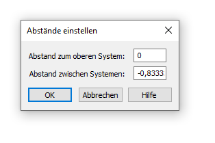Dialogbox Abstände einstellen