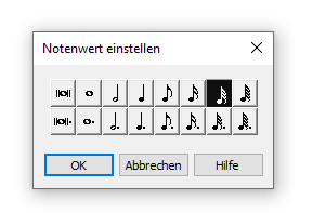 Dialogbox Notenwert einstellen