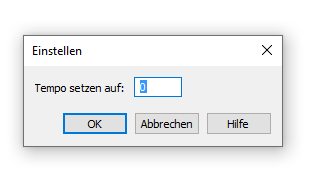 Dialogbox Einstellen – Tempo