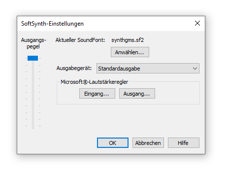 Dialogbox SoftSynth-Einstellungen