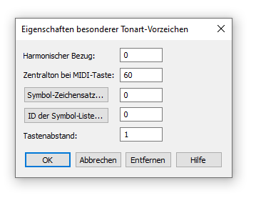 Dialogbox Eigenschaften besonderer Tonart-Vorzeiche