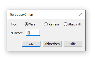 Dialogbox Text auswählen