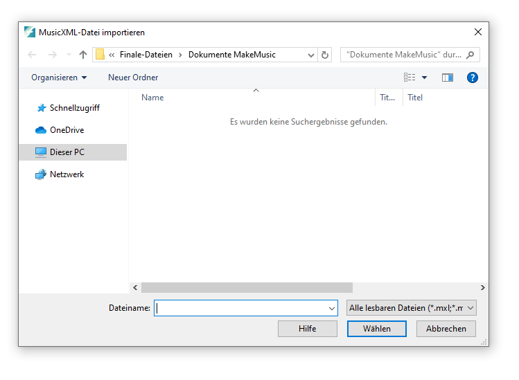 Dialogbox Dateien importieren