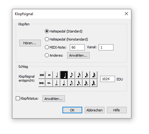 Dialogbox Klopfsignal