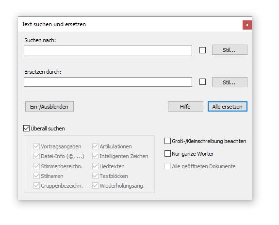 Dialogbox Text suchen und ersetzen