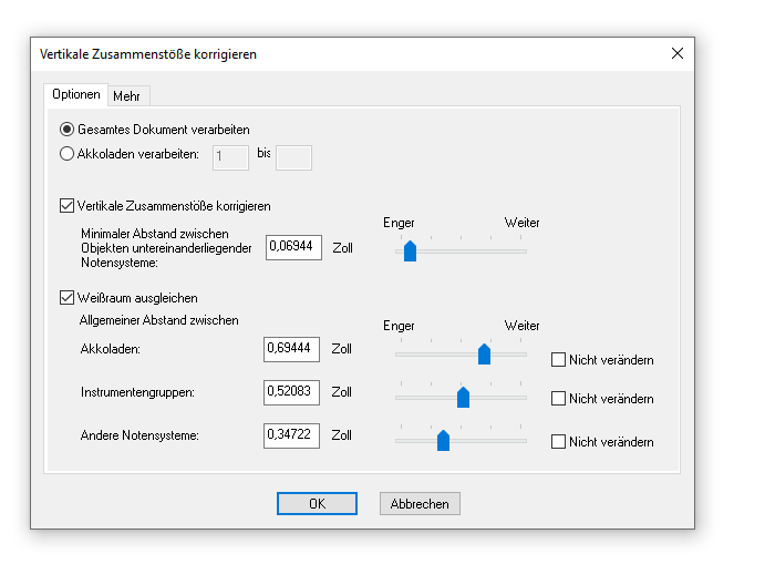 Dialogbox Vertikale Zusammenstöße korrigieren