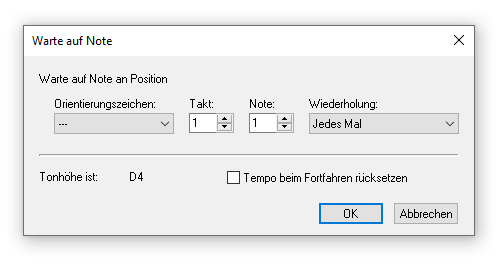 Dialogbox Warte auf Note
