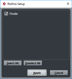 Dialogbox Cubas Rewire Setup